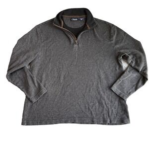 Chaps Mens XXL‎ Herringbone Quarter Zip Long Sleeve Pullover Sweater Gray
